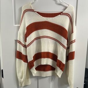 Striped Cream and Orange Women's Sweater